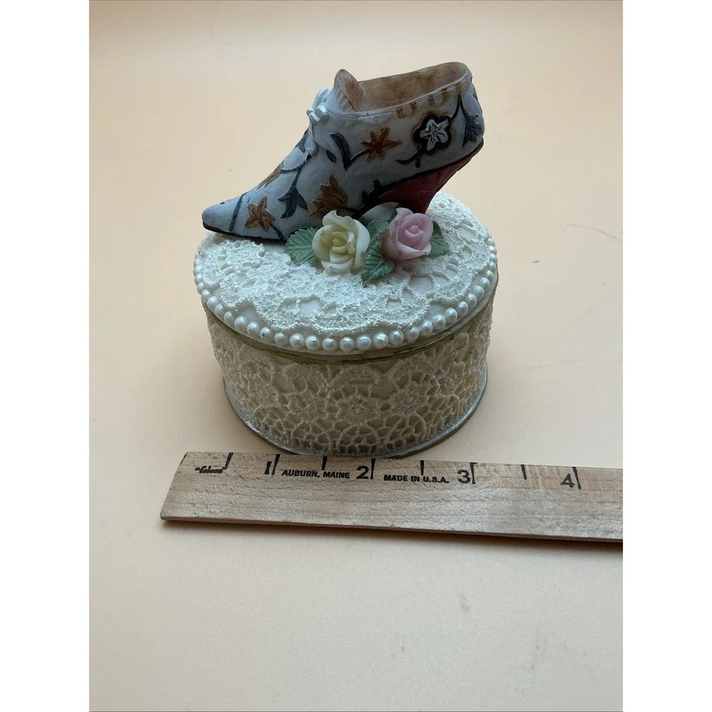 Vintage Victorian Style Shoe‎ Trinket Jewelry Box